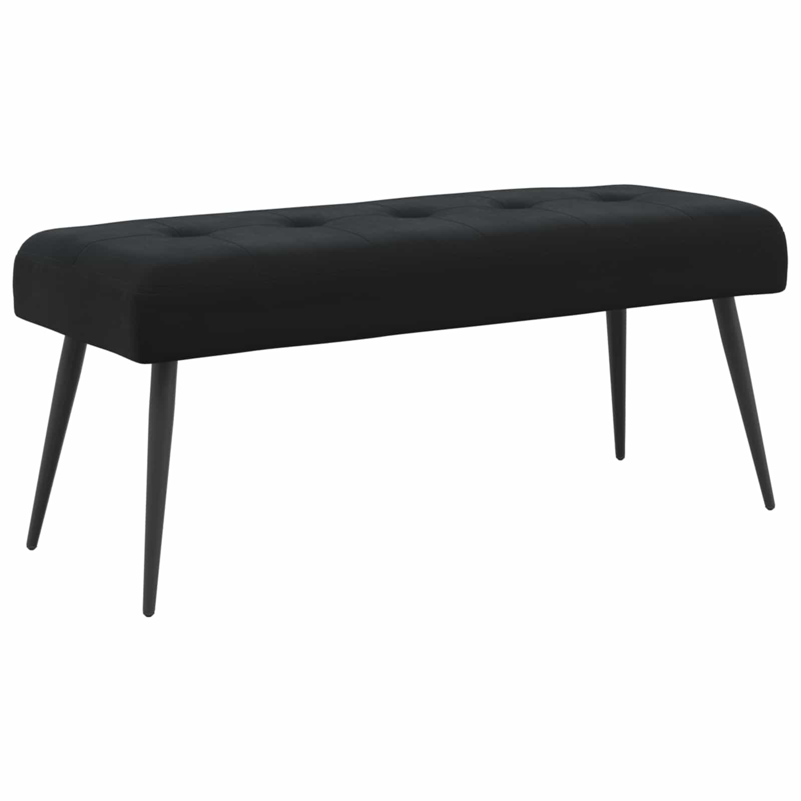Bänk med knappar Svart 110 x 40 x 46 cm Sammet