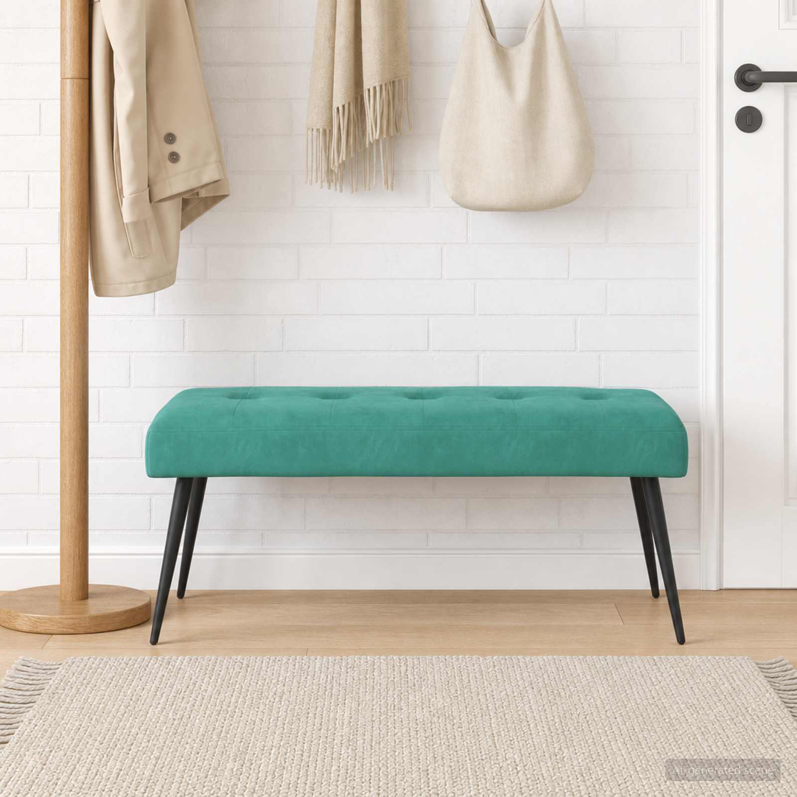 Bänk med knappar Turkos 110 x 40 x 46 cm Sammet