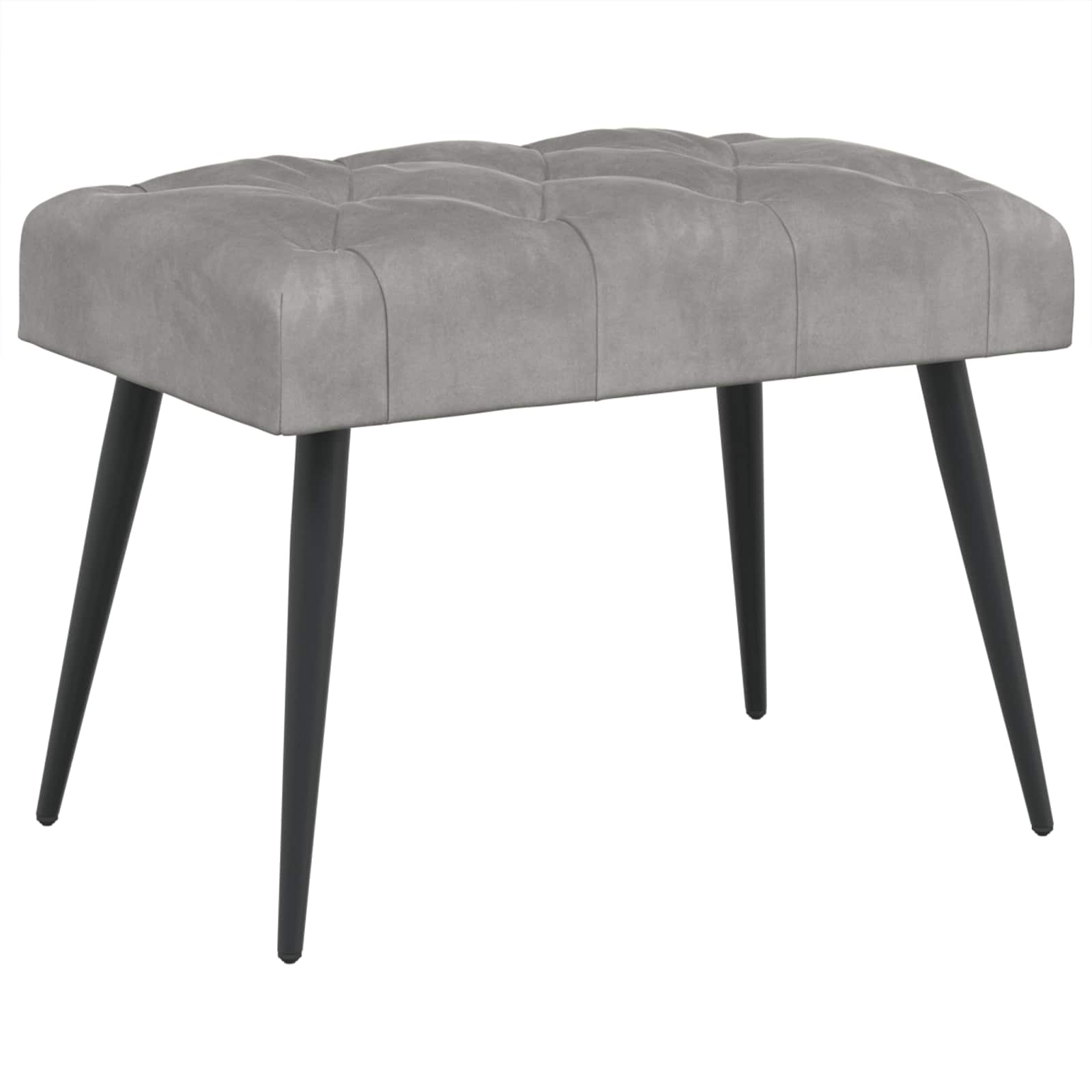 Bänk med knappar Ljusgrå 60 x 40 x 45 cm Sammet