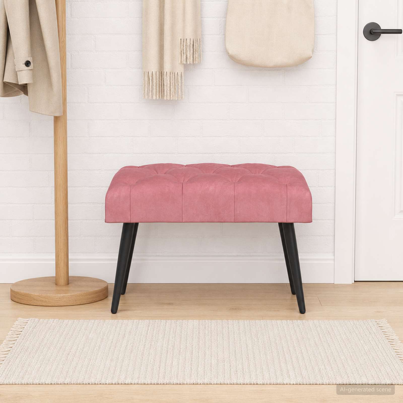 Bänk med knappar Rosa 60 x 40 x 45 cm Sammet