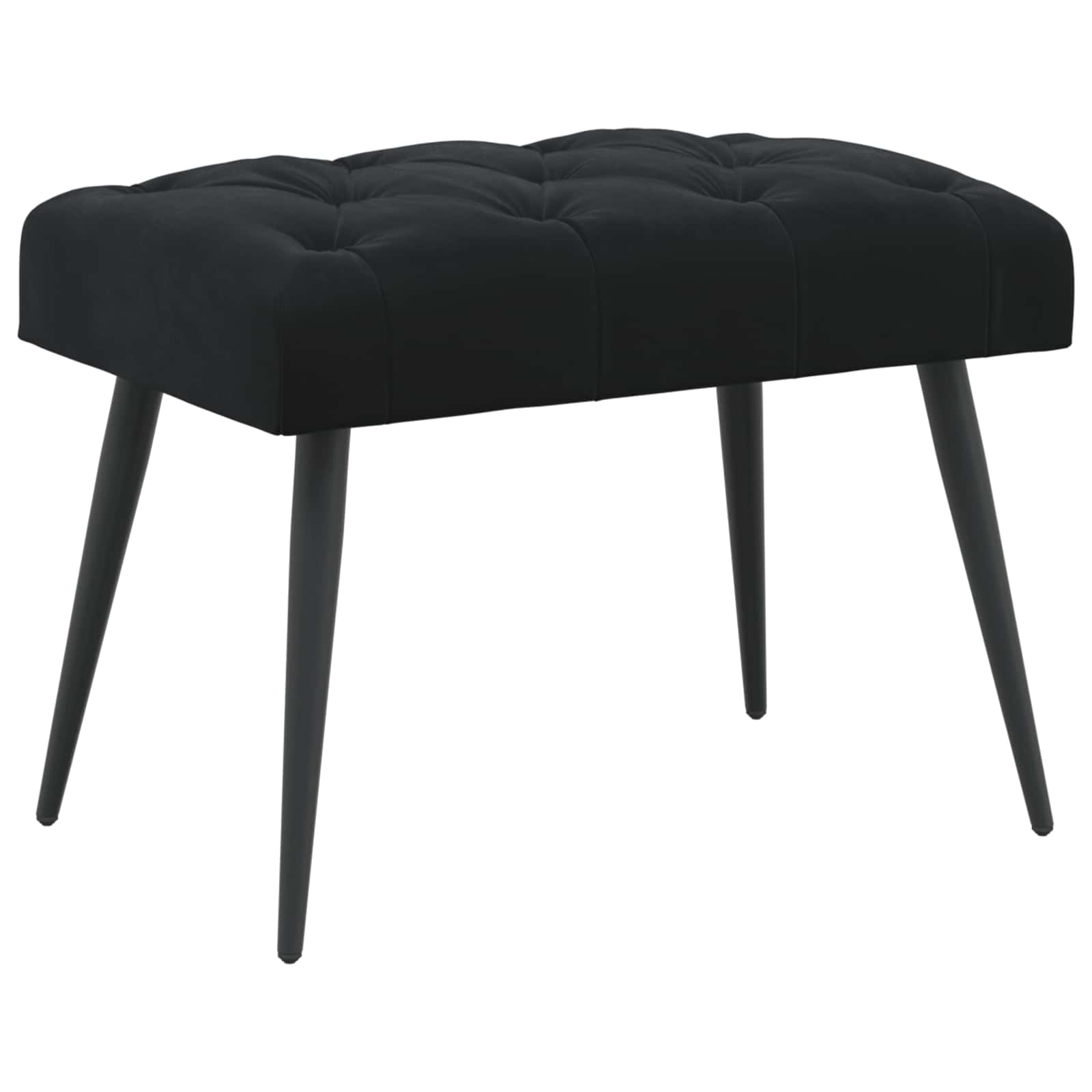 Bänk med knappar Svart 60 x 40 x 45 cm Sammet