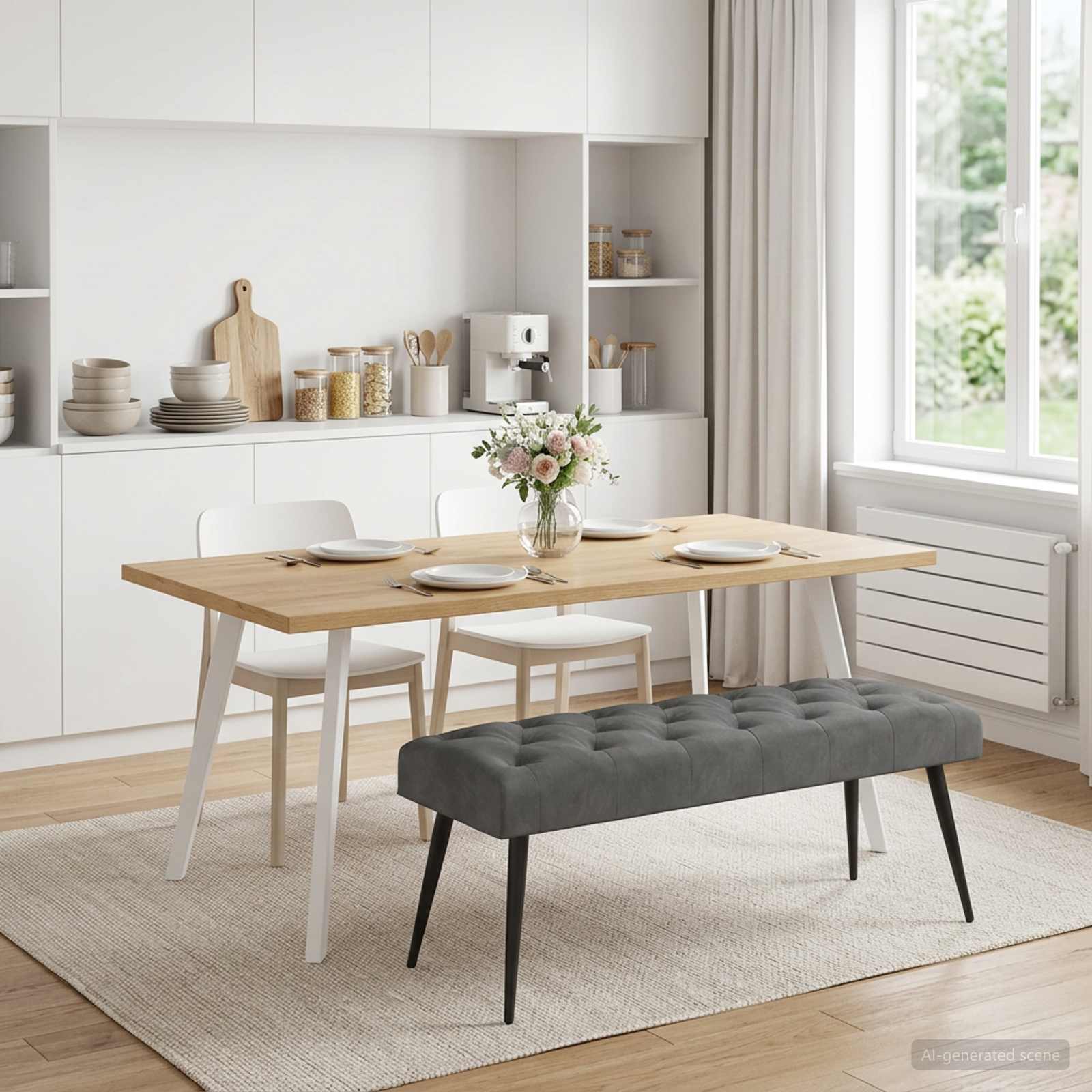 Bänk med knappar Mörkgrå 110 x 40 x 46 cm Sammet