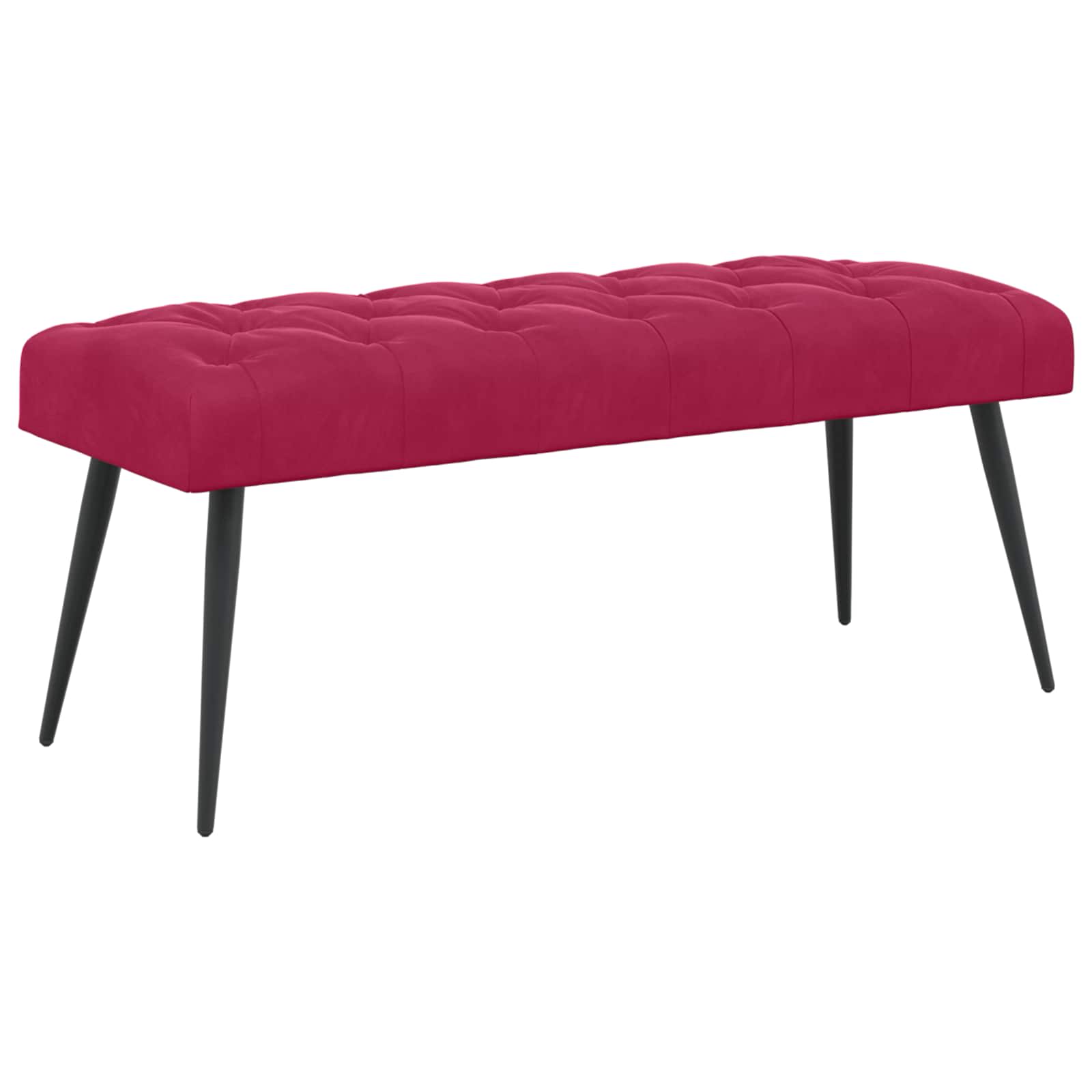 Bänk med knappar Vinröd 110 x 40 x 46 cm Sammet