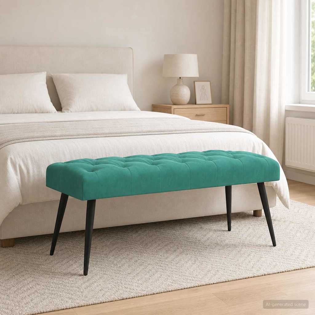 Bänk med knappar Turkos 110 x 40 x 46 cm Sammet