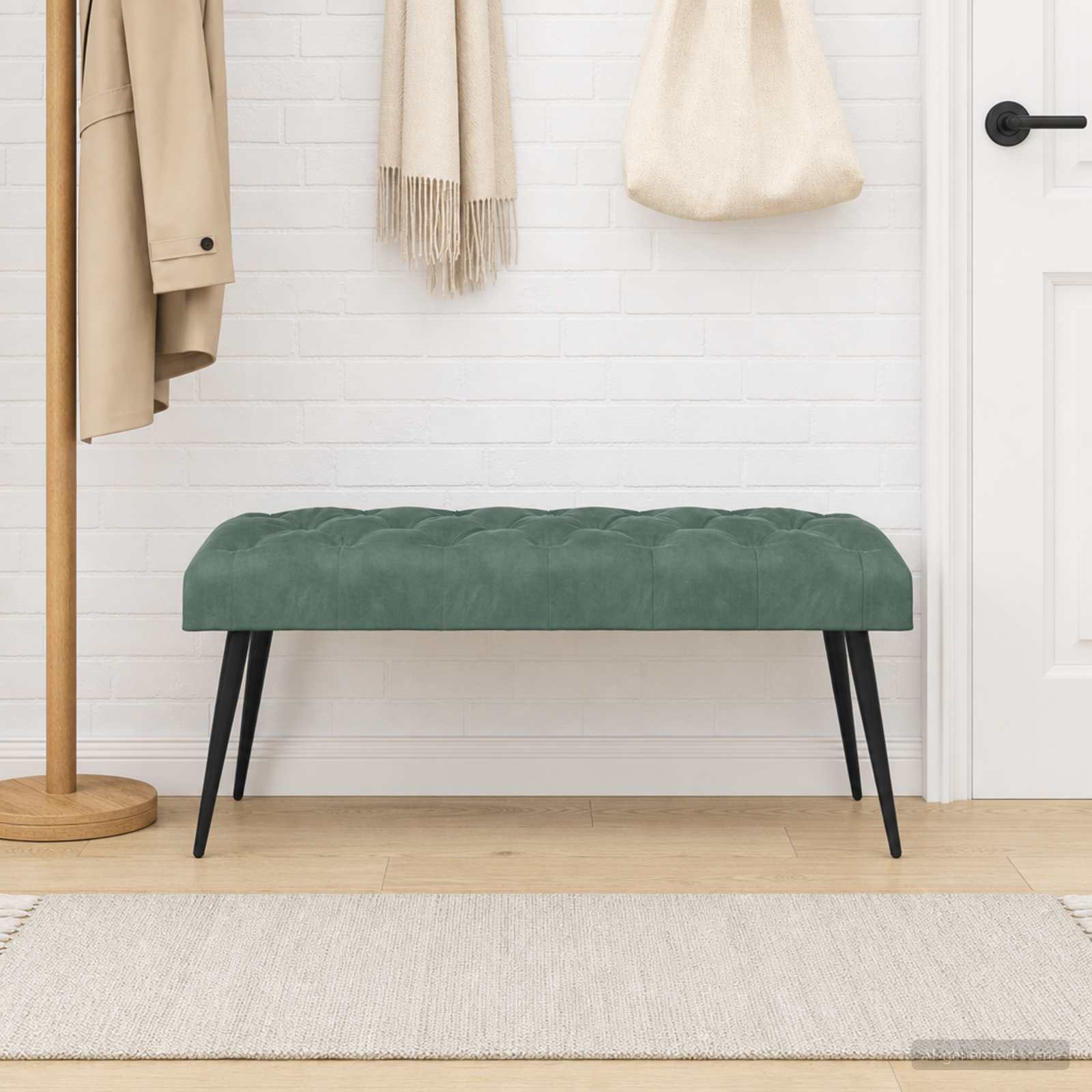 Bänk med knappar Havgrön 110 x 40 x 46 cm Sammet