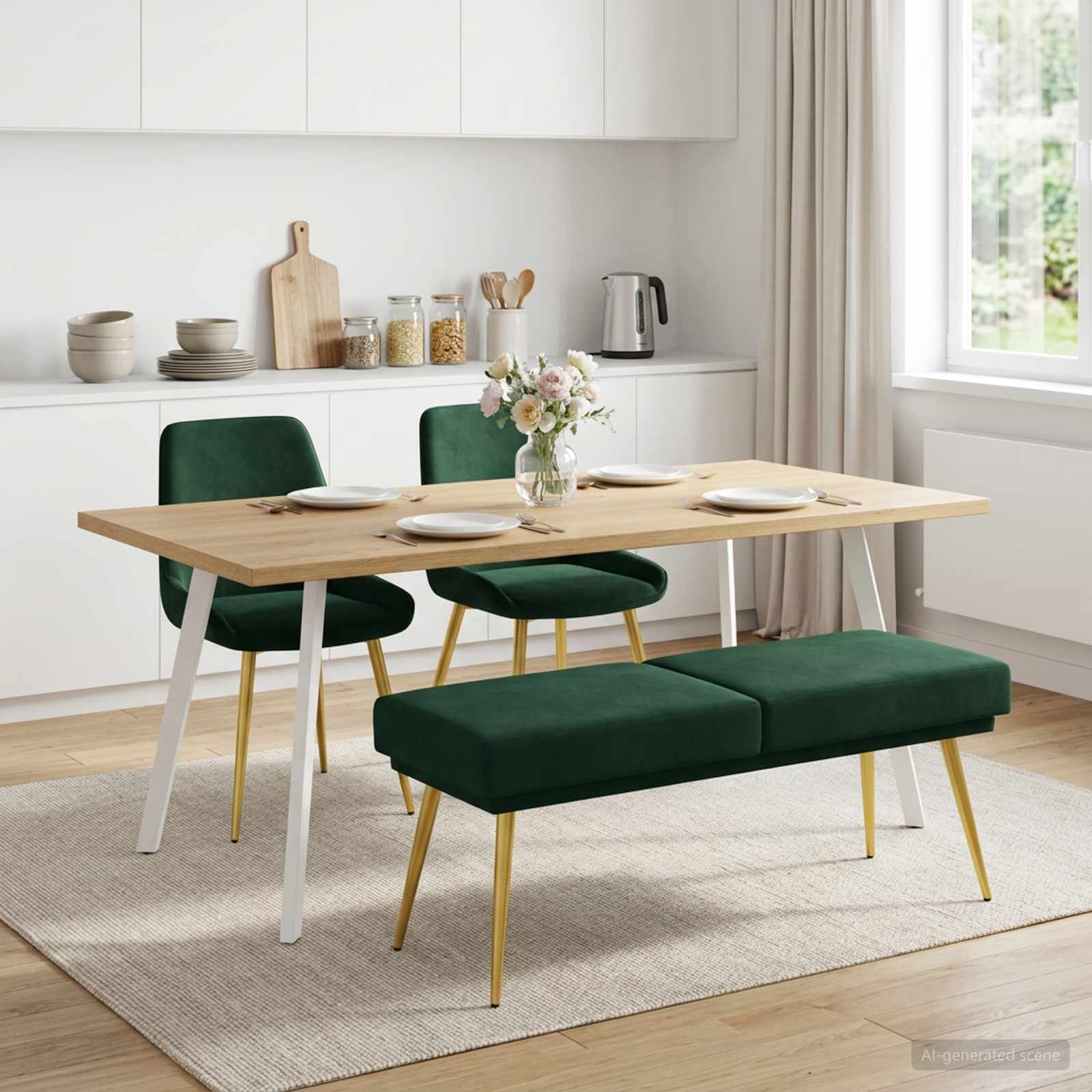 Dubbel-lager bänk Mörkgrön 120 x 45 x 46 cm Sammet