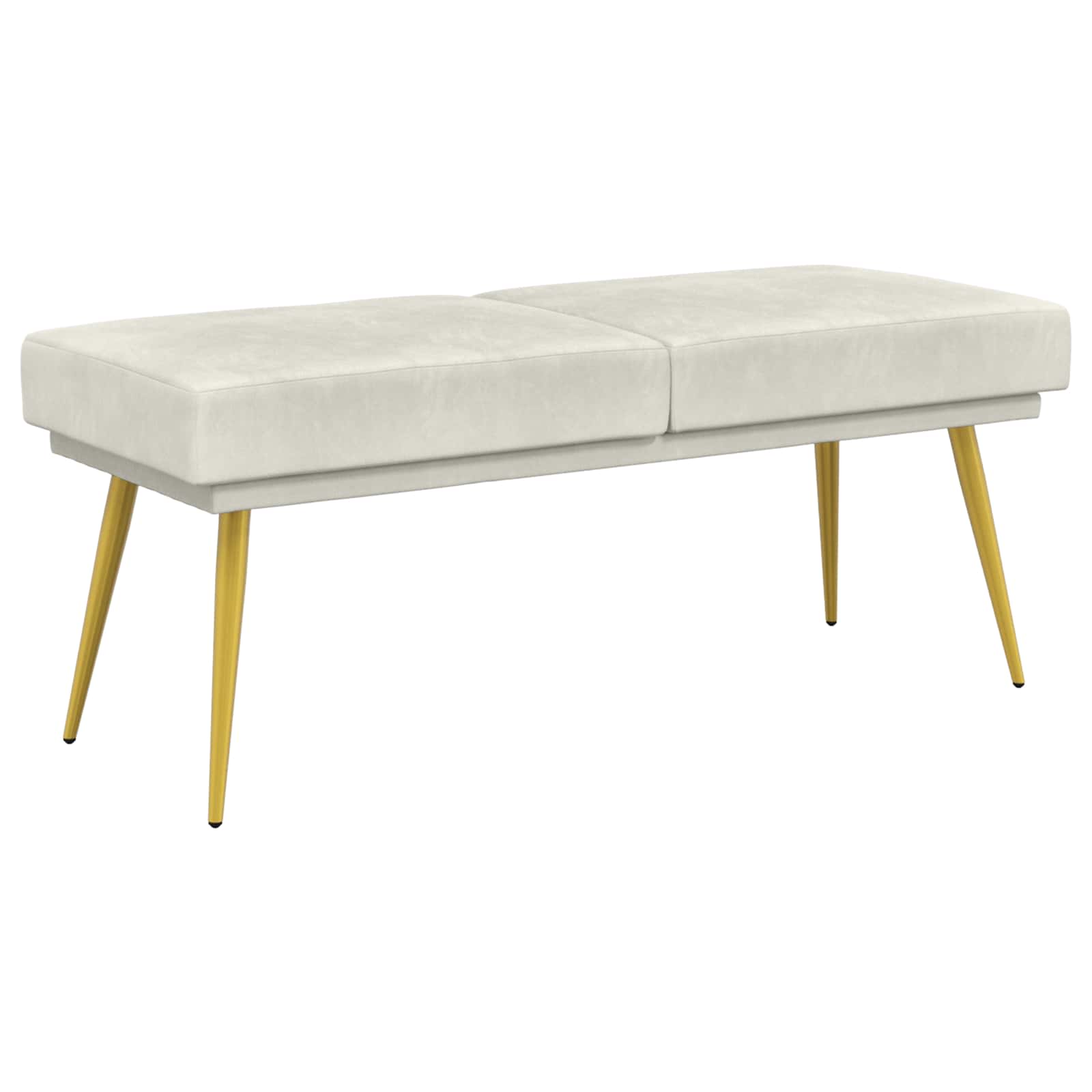 Dubbel-lager bänk Gräddvit 120 x 45 x 46 cm Sammet