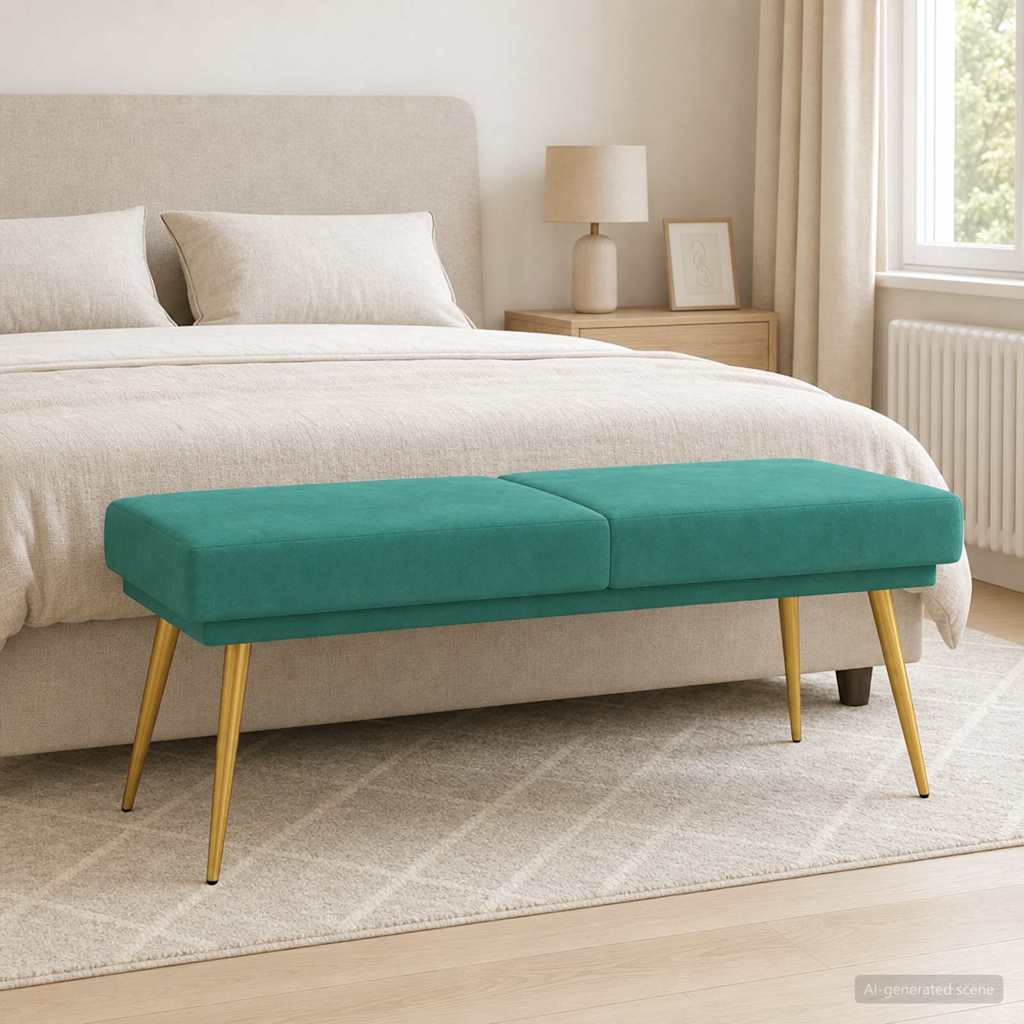 Dubbel-lager bänk Turkos 120 x 45 x 46 cm Sammet
