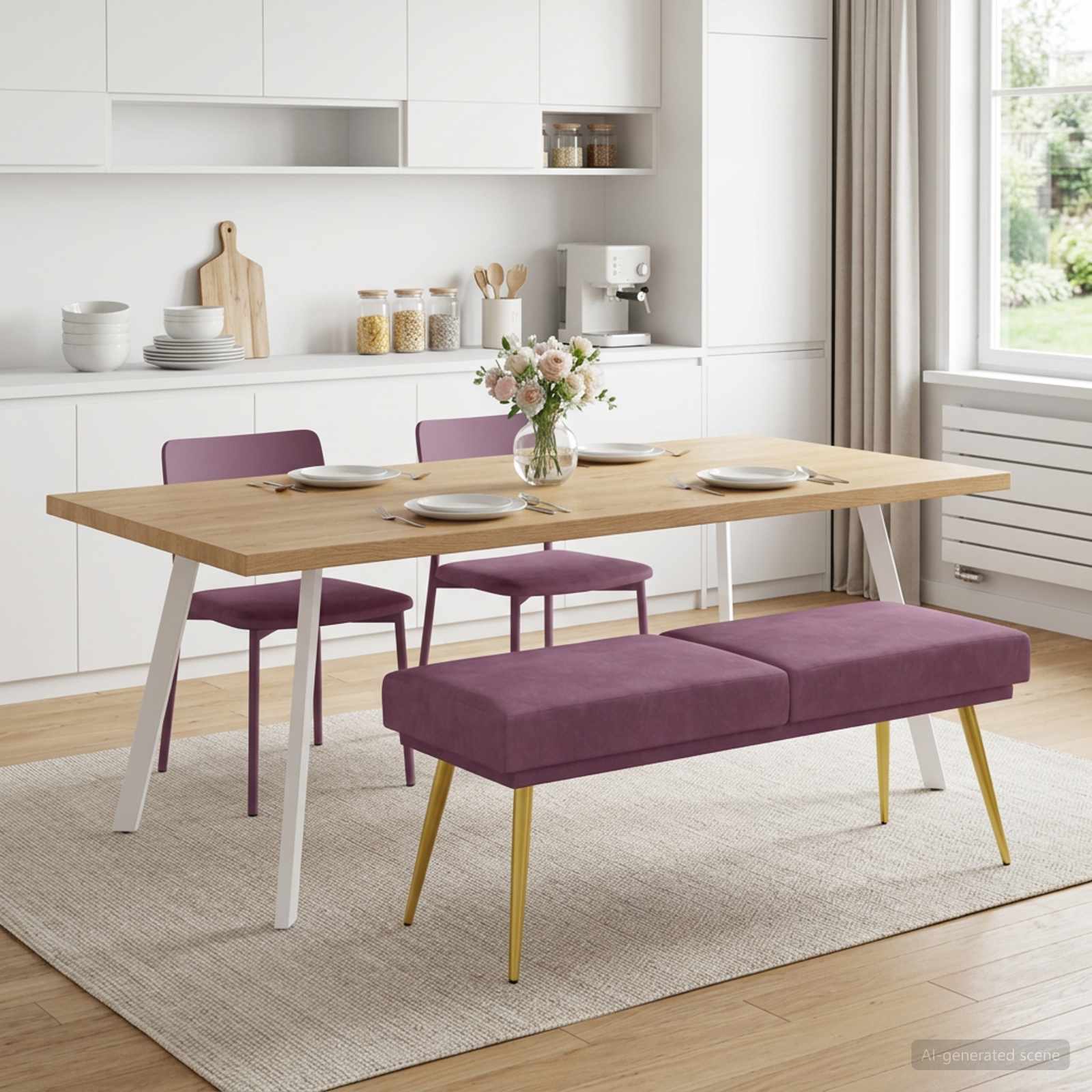 Dubbel-lager bänk Lila 120 x 45 x 46 cm Sammet