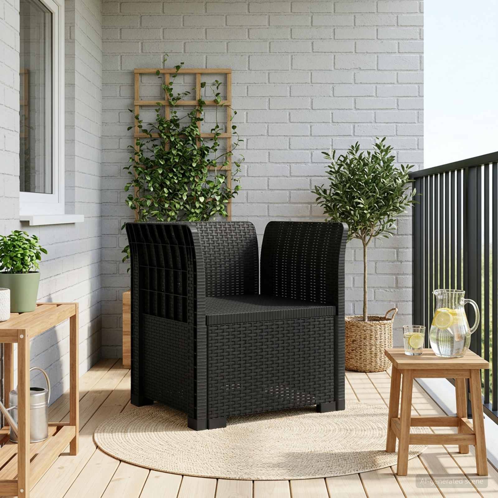 1-sits fåtölj i rottlook PP Antracit