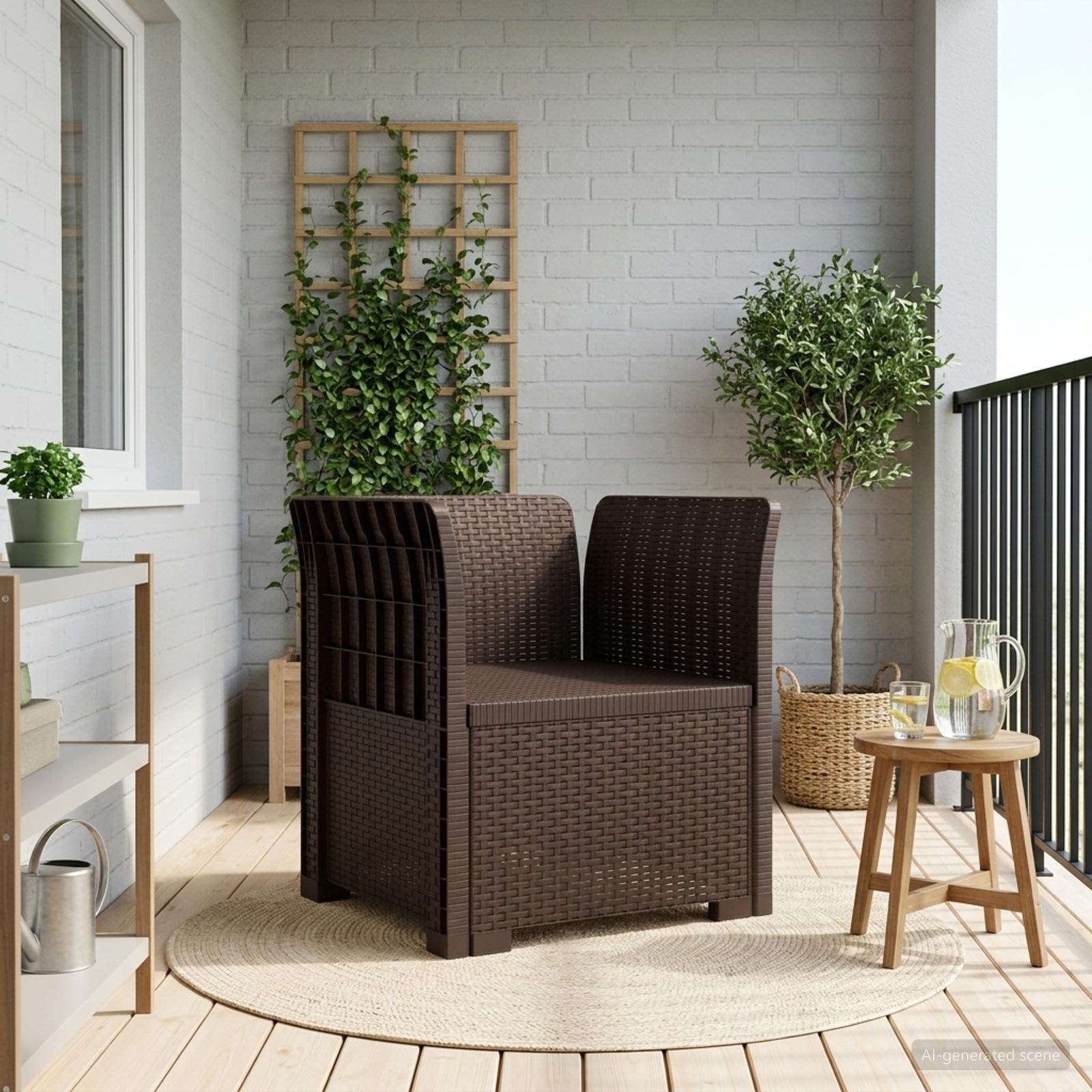1-sits fåtölj i rottlook PP Brun