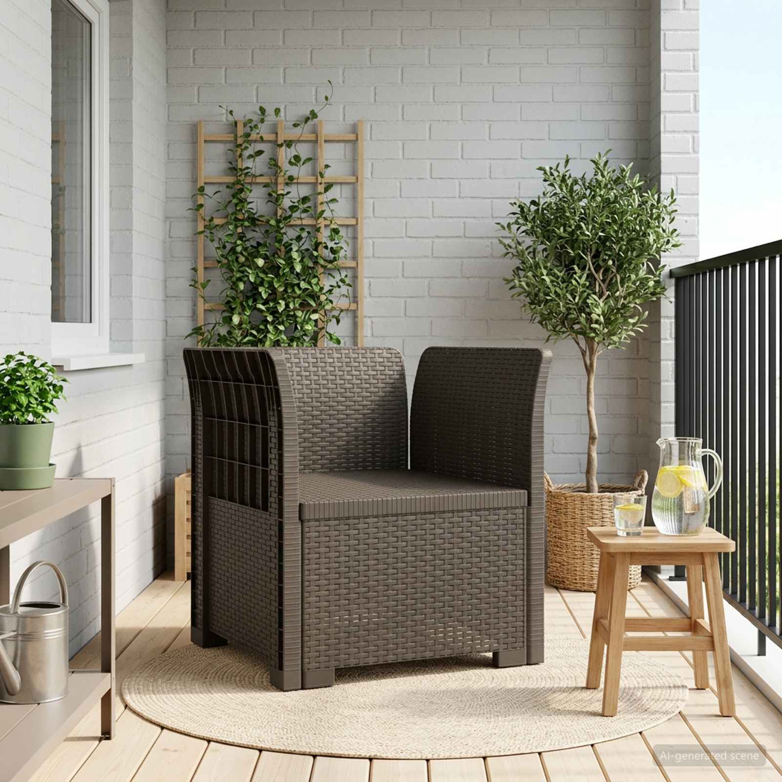 1-sits fåtölj i rottlook PP Ljusgrå