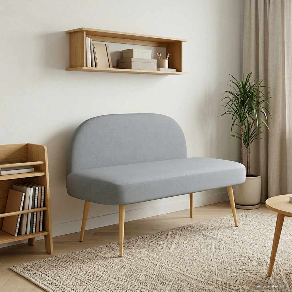 Klädd bänk med ryggstöd Ljusgrå 110 x 60 x 76 cm Polyester