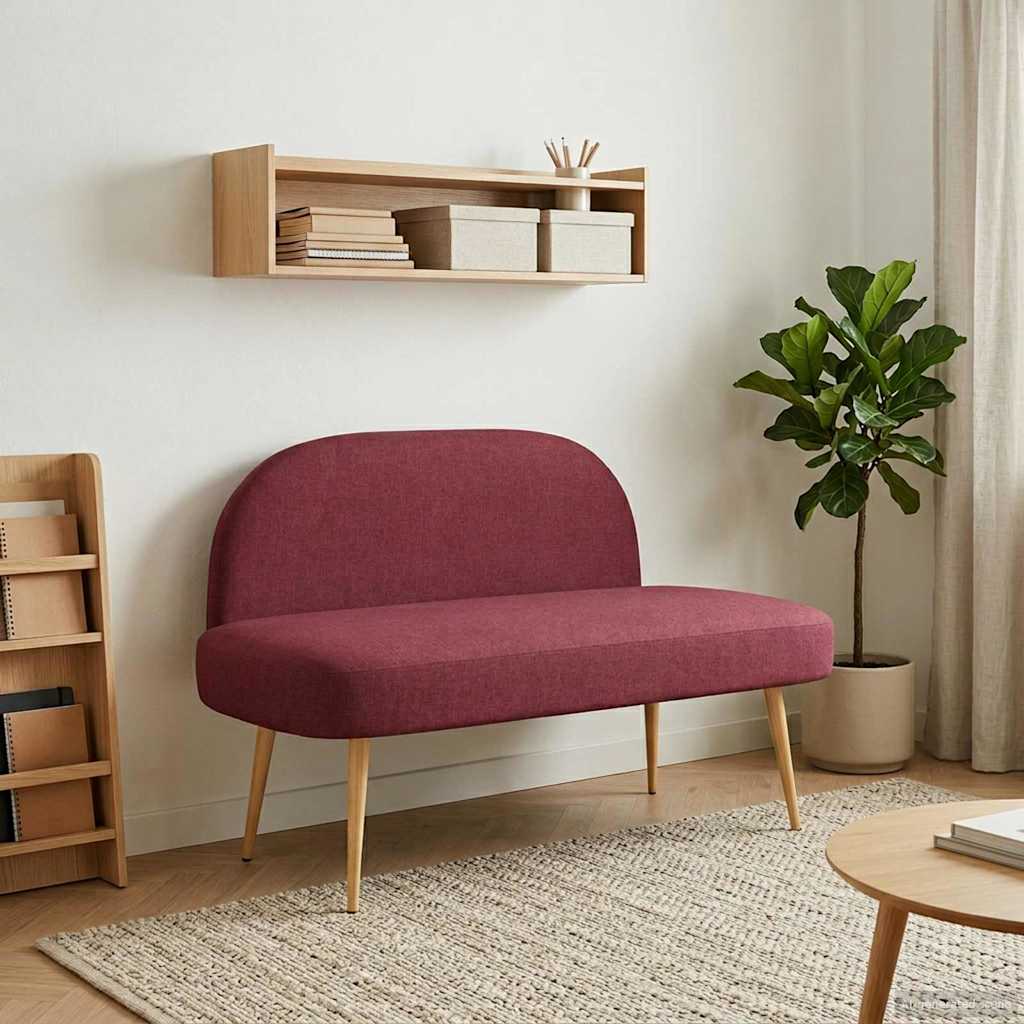 Klädd bänk med ryggstöd Vinröd 110 x 60 x 76 cm