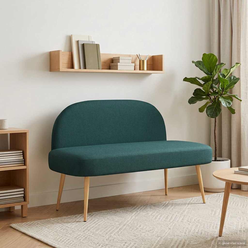 Klädd bänk med ryggstöd Mörkgrön 110 x 60 x 76 cm