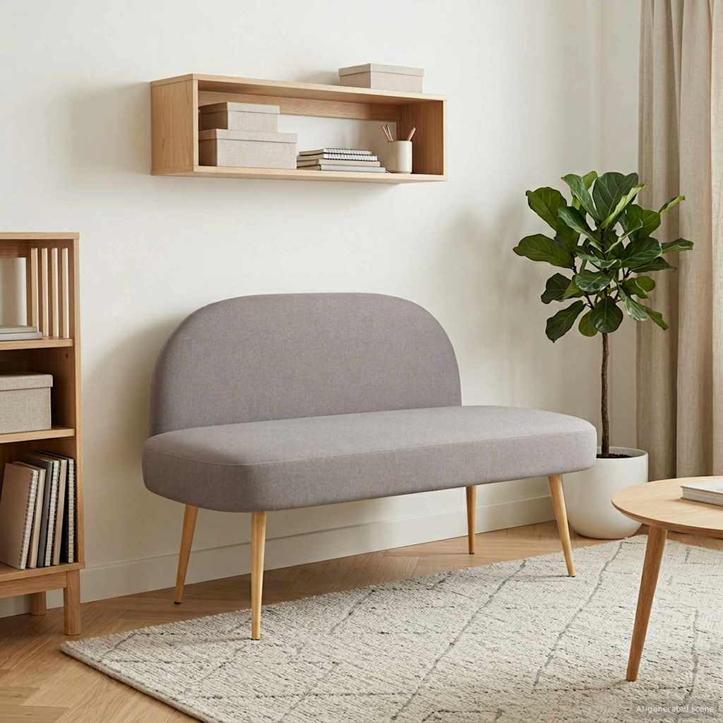 Klädd bänk med ryggstöd Taupe 110 x 60 x 76 cm