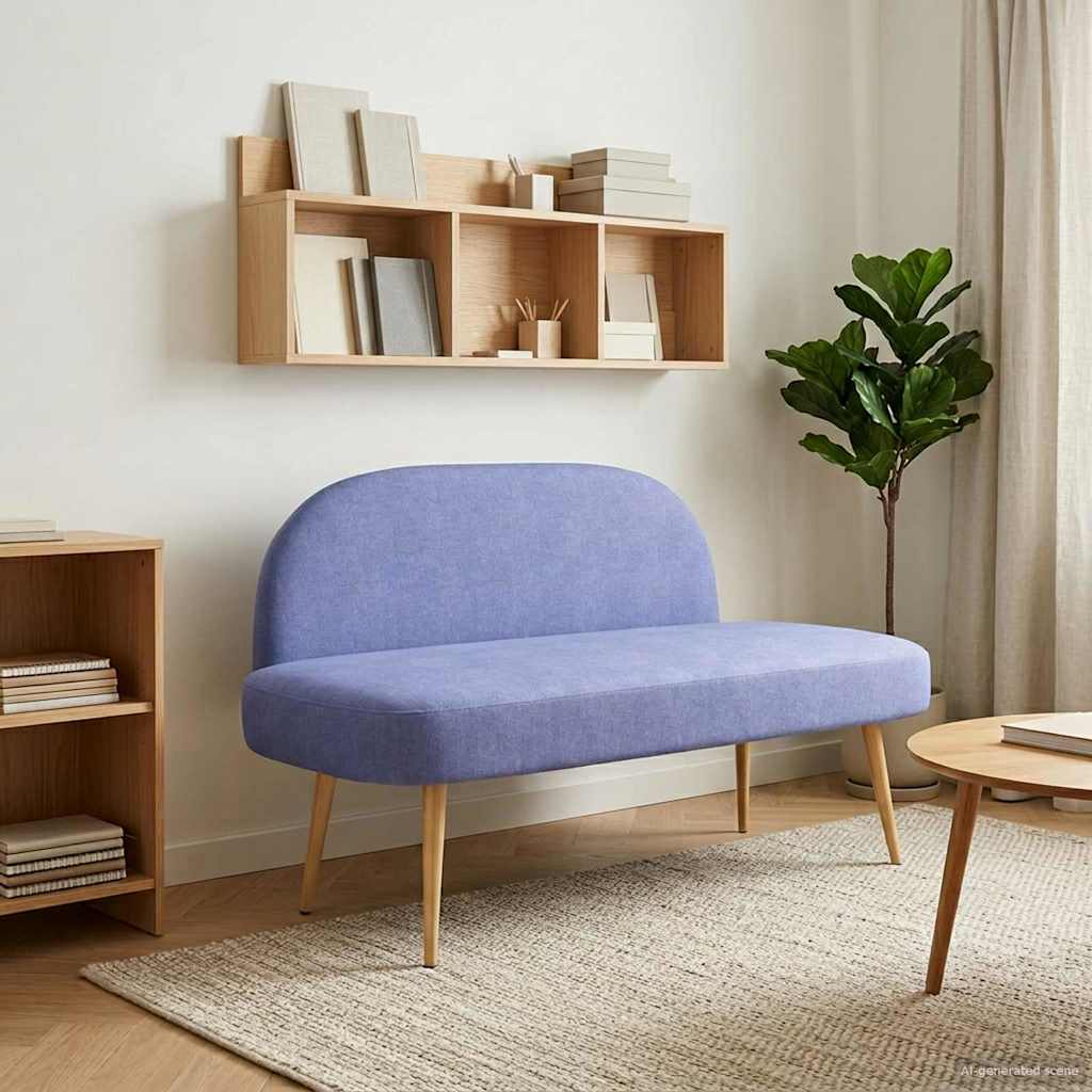 Klädd bänk med ryggstöd Jeansblå 110 x 60 x 76 cm