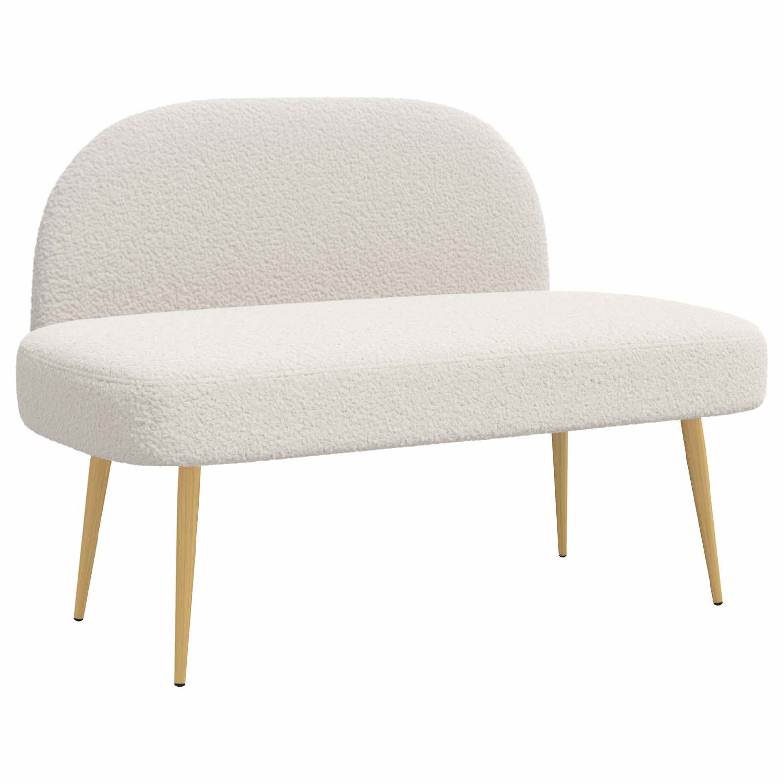 Klädd bänk med ryggstöd Gräddvit 110 x 60 x 76 cm Bouclé