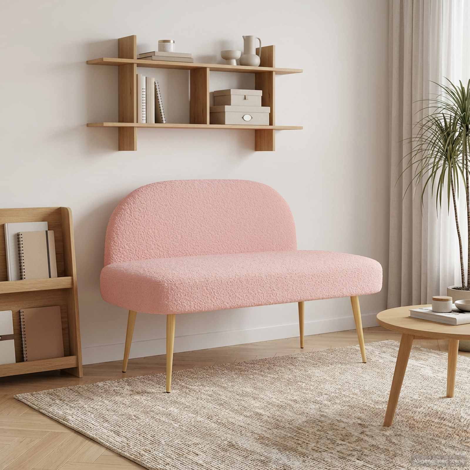 Klädd bänk med ryggstöd Rosa 110 x 60 x 76 cm Bouclé
