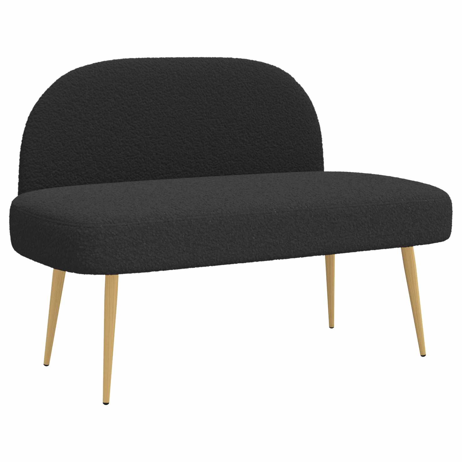 Klädd bänk med ryggstöd Svart 110 x 60 x 76 cm Bouclé