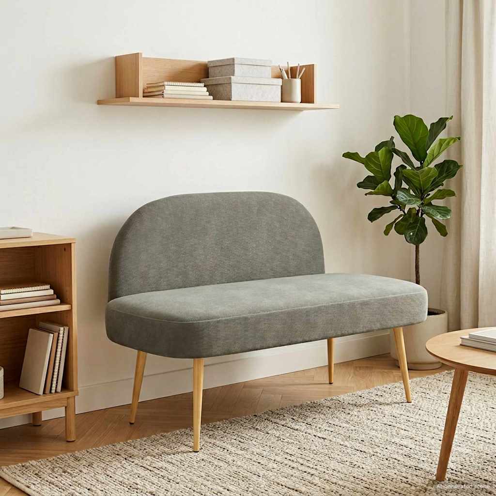 Klädd bänk med ryggstöd Ljusgrå 110 x 60 x 76 cm Kordread tyg