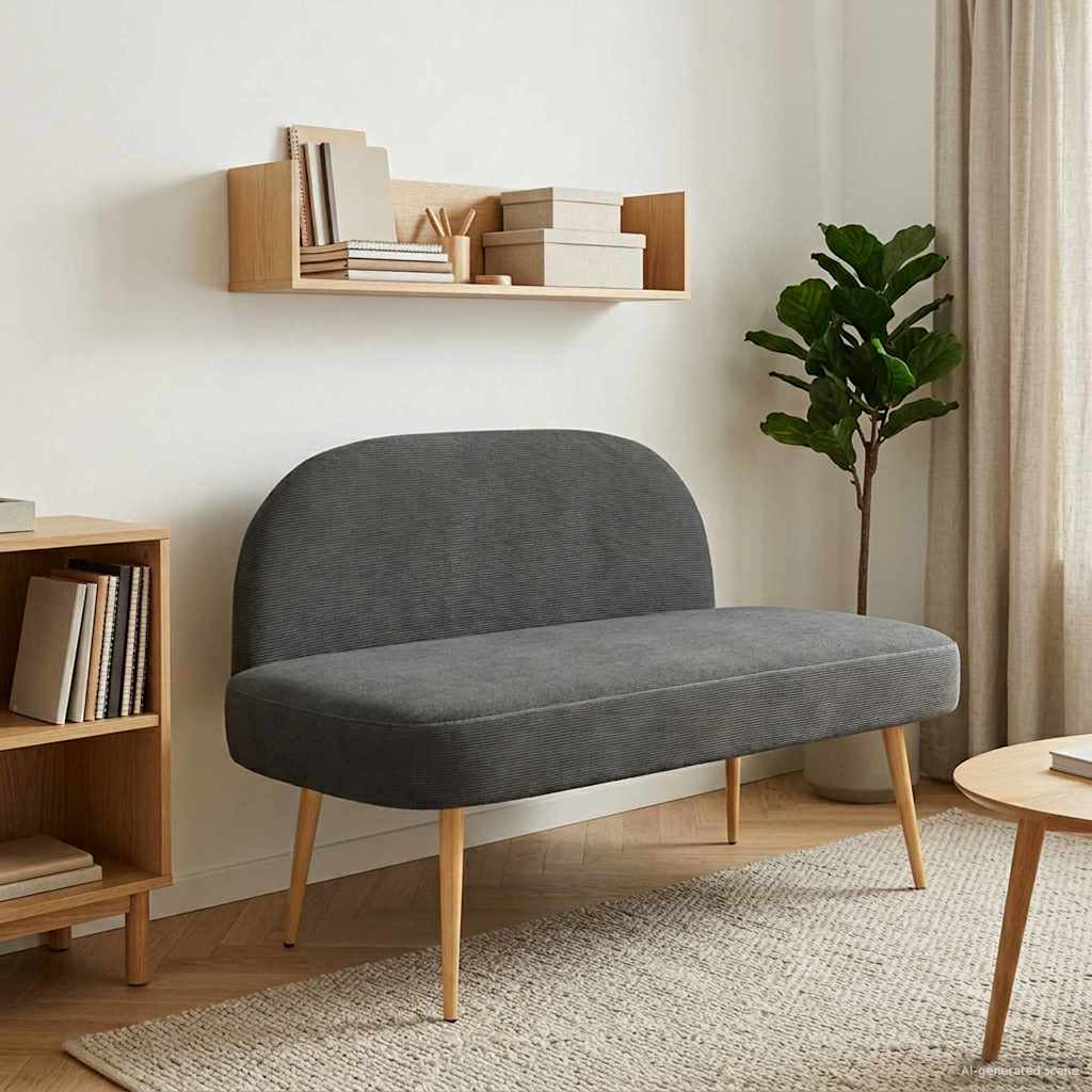 Klädd bänk med ryggstöd Mörkgrå 110 x 60 x 76 cm Kordread tyg