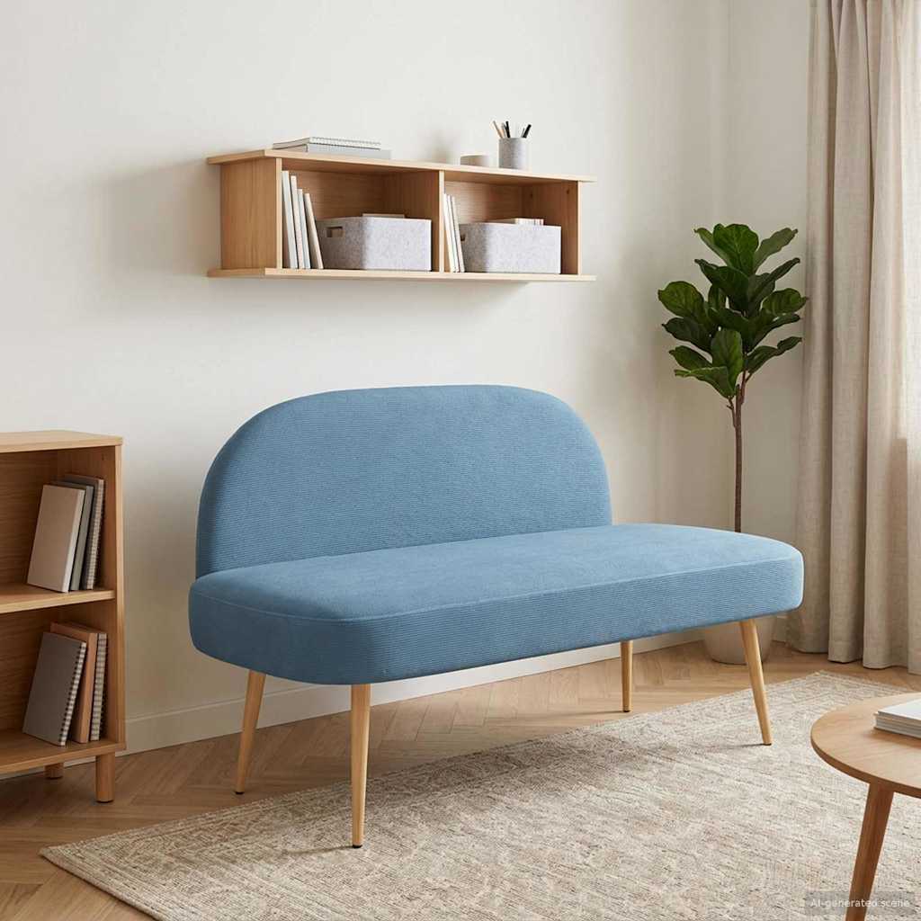 Klädd bänk med ryggstöd Blå 110 x 60 x 76 cm Kordread tyg