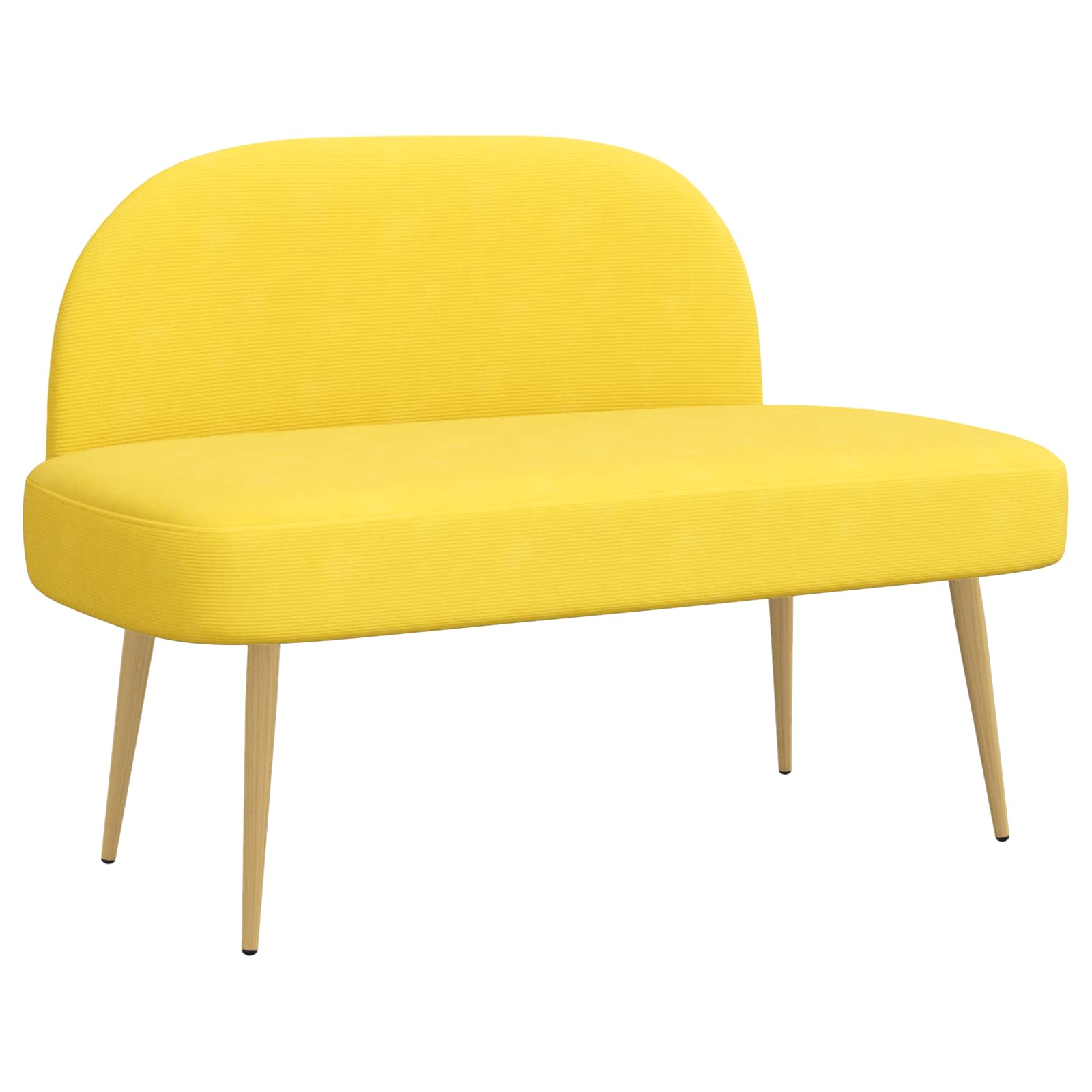 Klädd bänk med ryggstöd Ljusgul 110 x 60 x 76 cm Kordread tyg