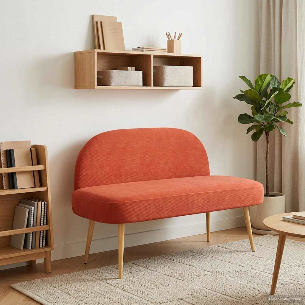 Klädd bänk med ryggstöd Röd orange 110 x 60 x 76 cm