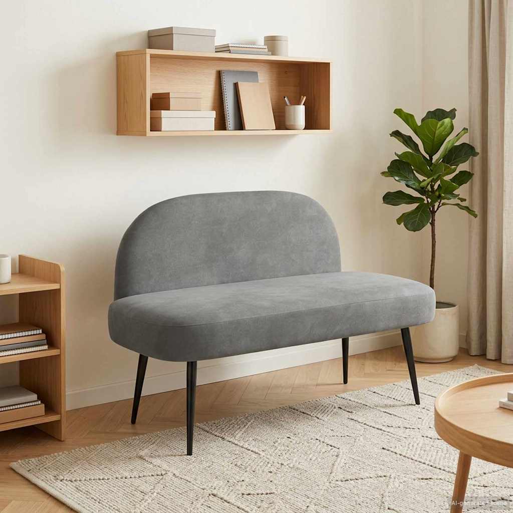 Klädd bänk med ryggstöd Mörkgrå 110 x 60 x 76 cm Sammet