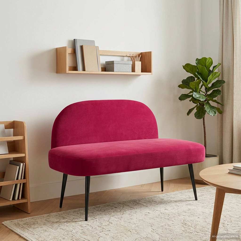 Klädd bänk med ryggstöd Vinröd 110 x 60 x 76 cm Sammet
