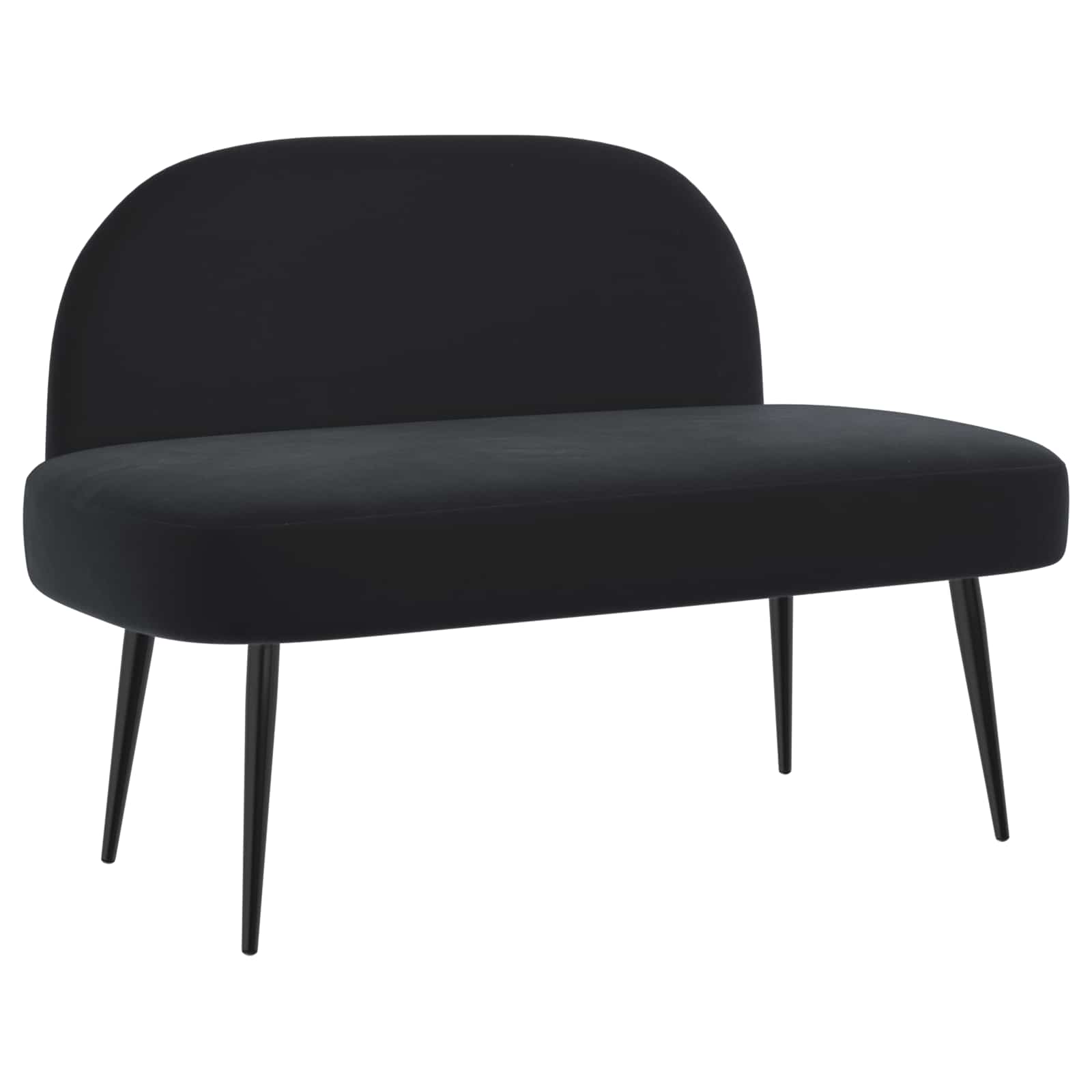 Klädd bänk med ryggstöd Svart 110 x 60 x 76 cm Sammet