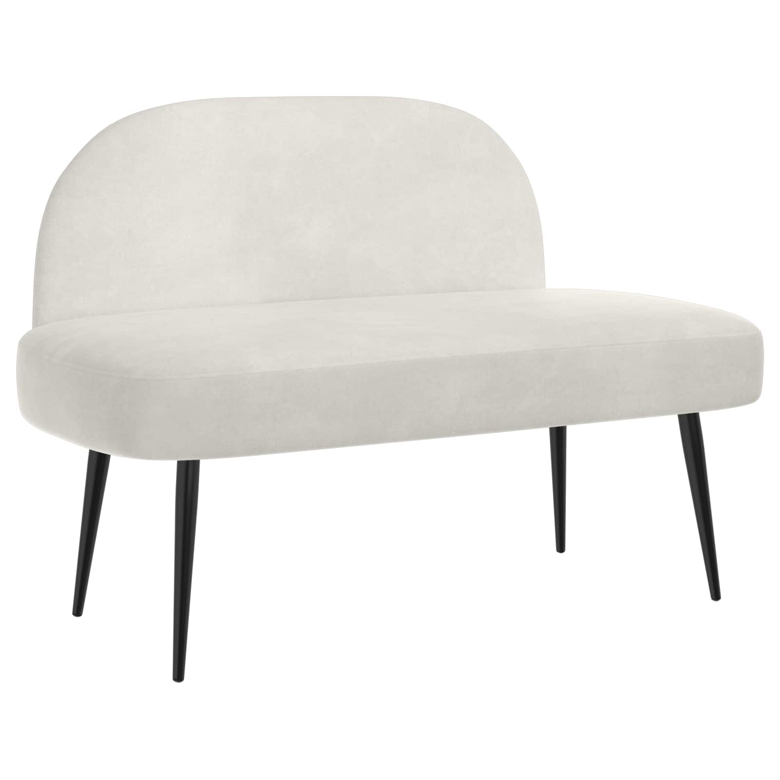 Klädd bänk med ryggstöd Gräddvit 110 x 60 x 76 cm Sammet