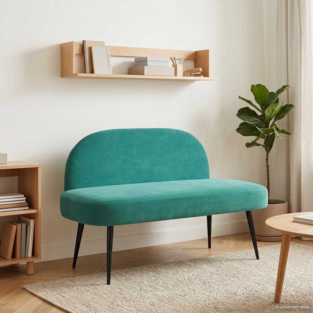 Klädd bänk med ryggstöd Turkos 110 x 60 x 76 cm Sammet