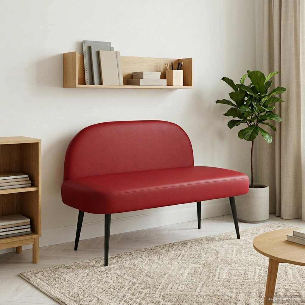 Klädd bänk med ryggstöd Vinröd 110 x 60 x 76 cm Konstläder