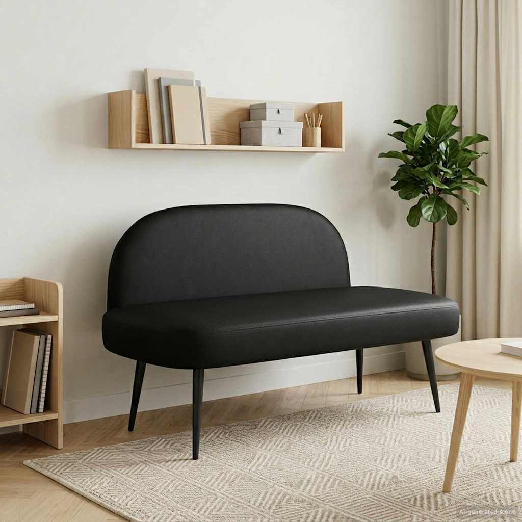 Klädd bänk med ryggstöd Svart 110 x 60 x 76 cm Konstläder
