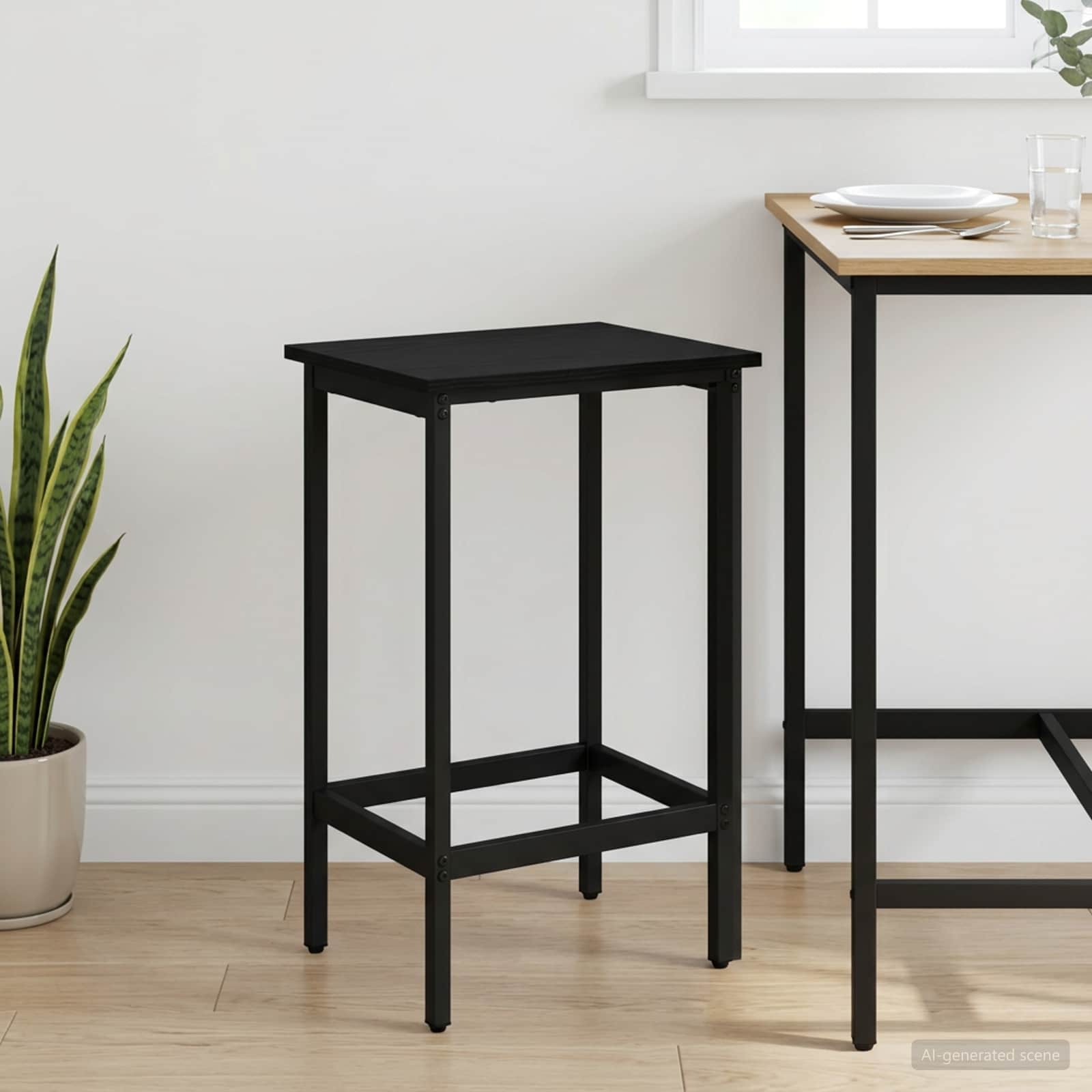 Barpall Svart ek 40 x 32 x 64 cm Konstruerat trä
