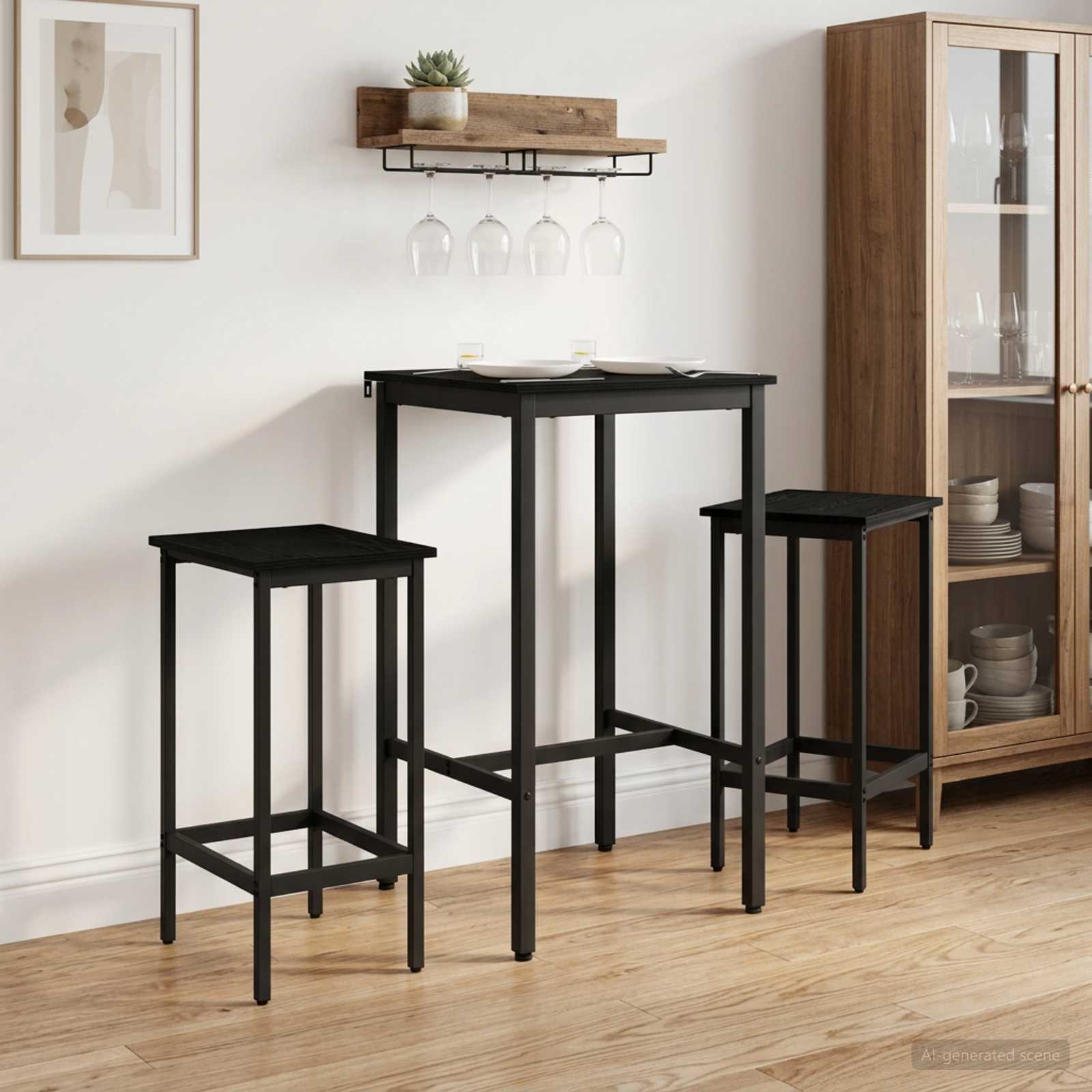 Barpall 2 st Svart ek 40 x 32 x 64 cm Konstruerat trä
