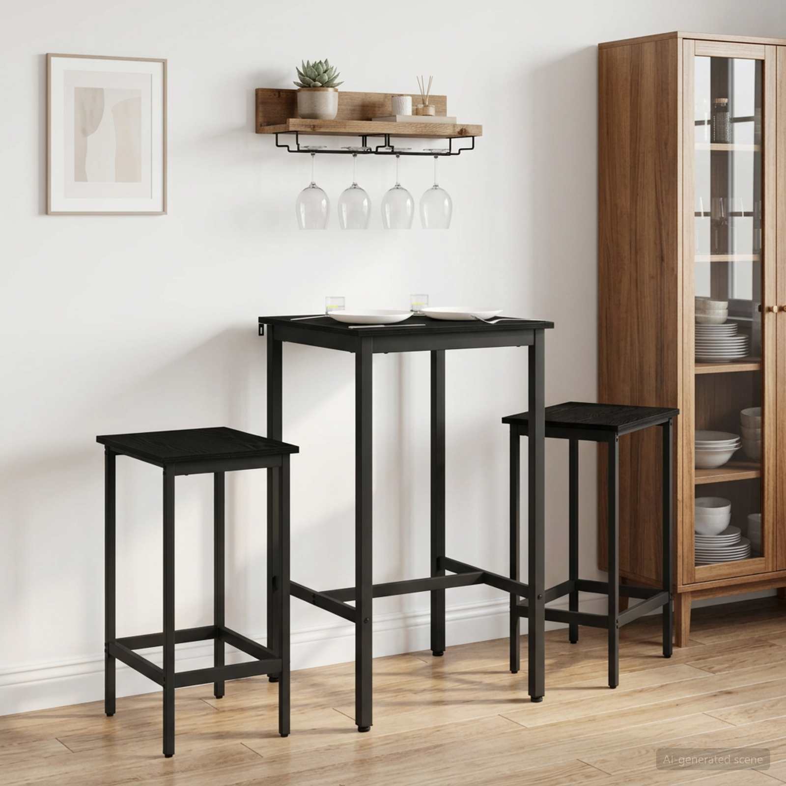 Barpall 2 st Svart ek 40 x 32 x 74 cm Konstruerat trä