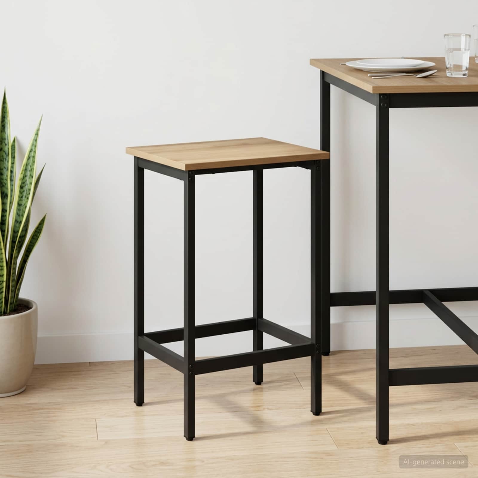 Barpall Artisan-ek 40 x 32 x 74 cm Konstruerat trä