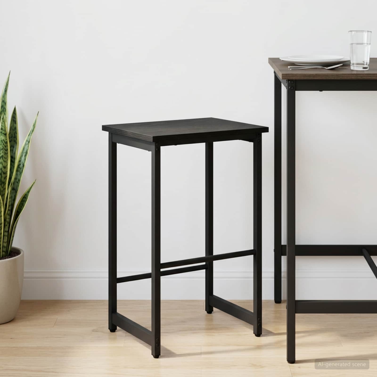 Barpall Svart ek 40 x 32 x 74 cm Konstruerat trä