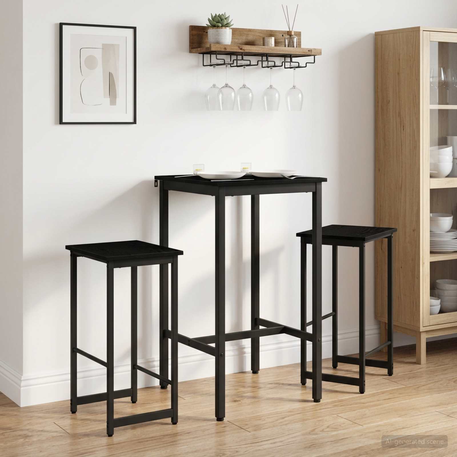 Barpall 2 st Svart ek 40 x 32 x 74 cm Konstruerat trä
