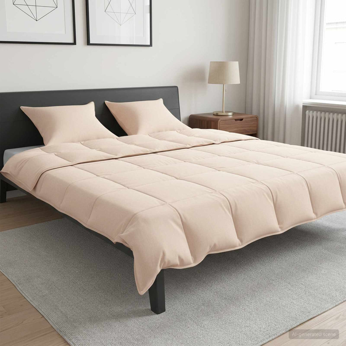 Täckeset 2 st 200 x 220 cm Alla årstider Kapok Fiber Beige