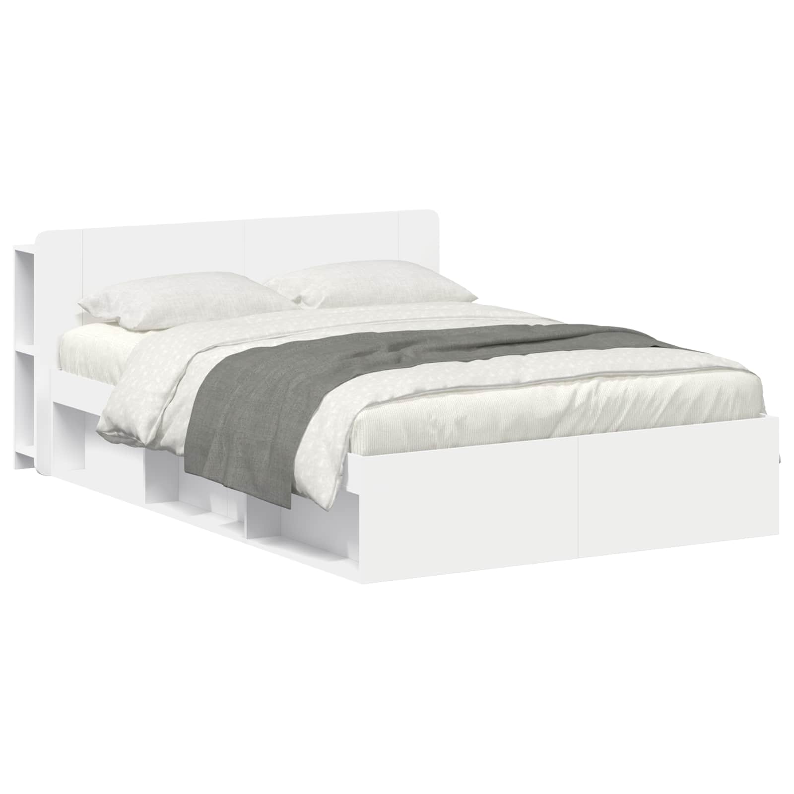 Sängram med förvaring Vit 160 x 200 cm Konstruerat trä