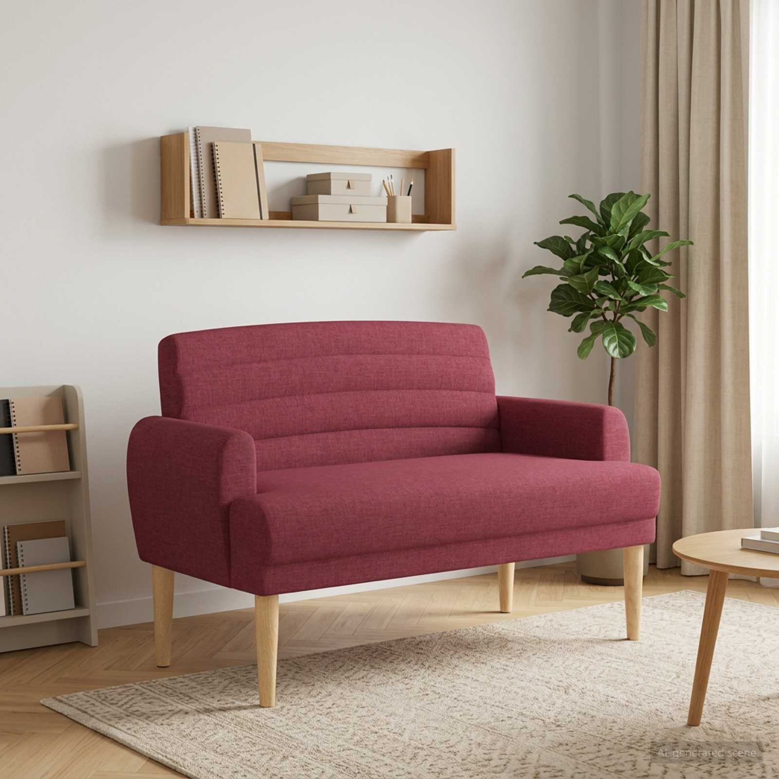 Loveseat med knapprapport Vinröd 116 x 67 x 80 cm Tyg