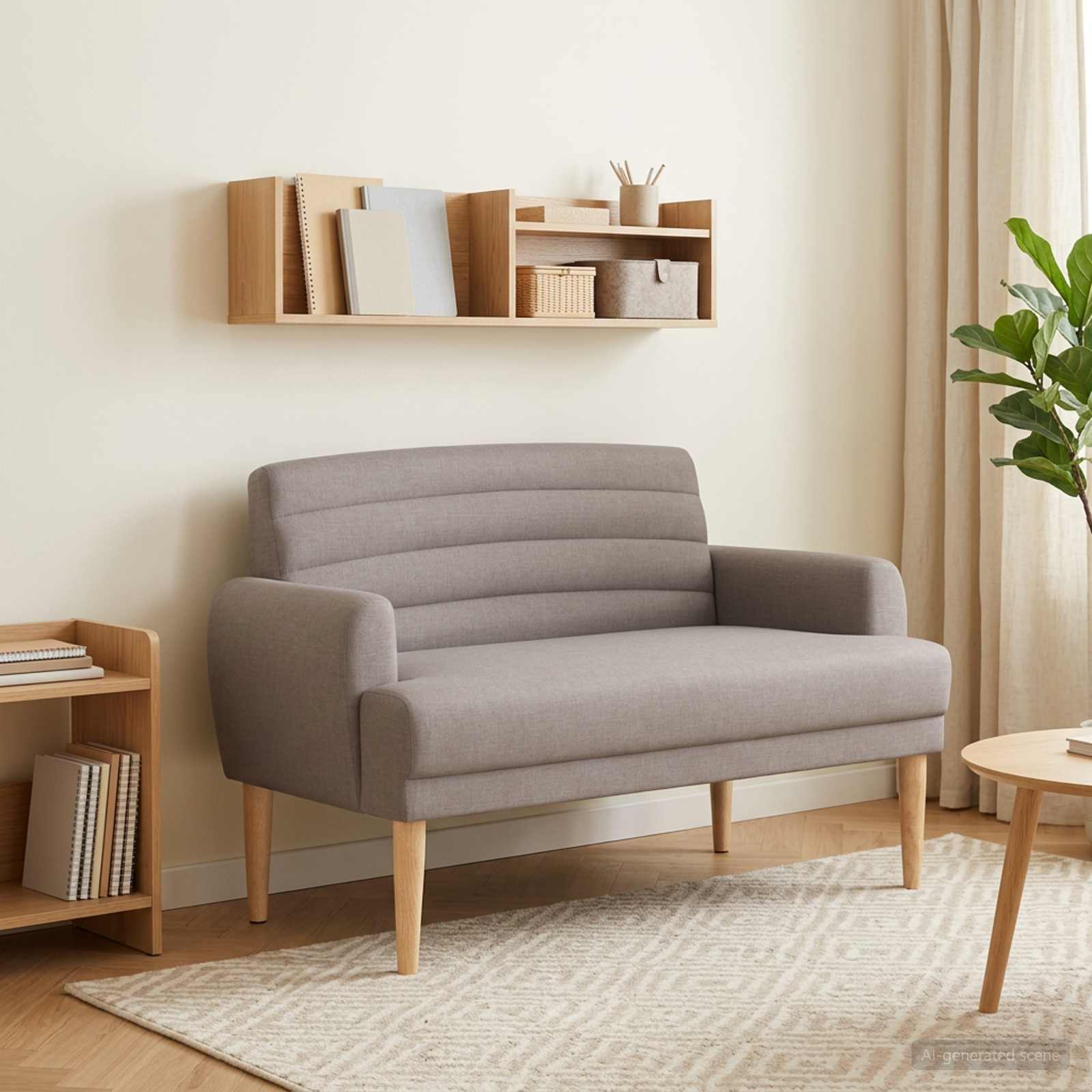 Loveseat med knapprapport Taupe 116 x 67 x 80 cm Tyg