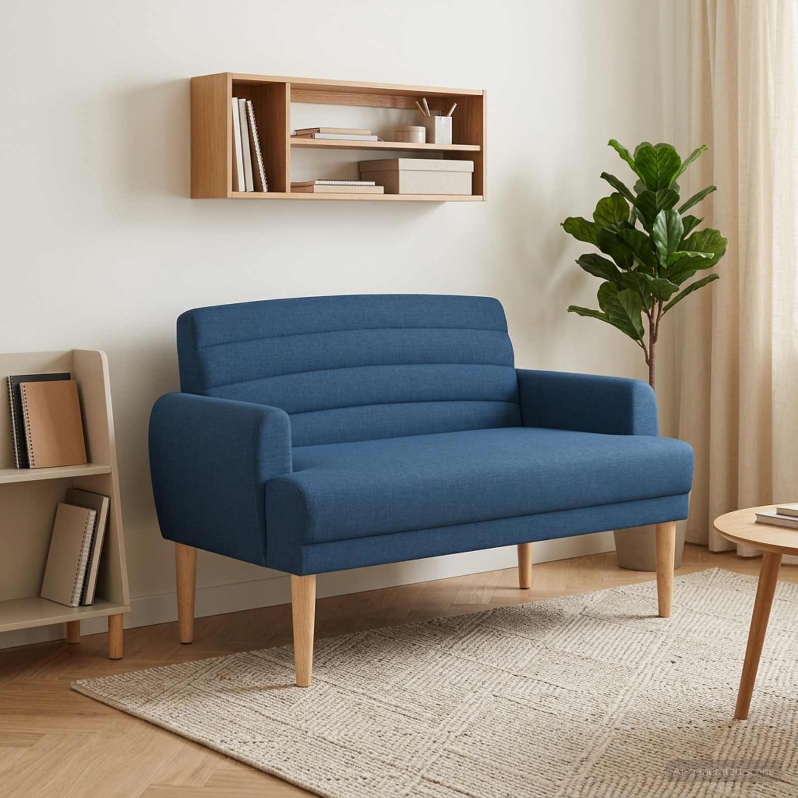 Loveseat med knapprapport Blå 116 x 67 x 80 cm Tyg
