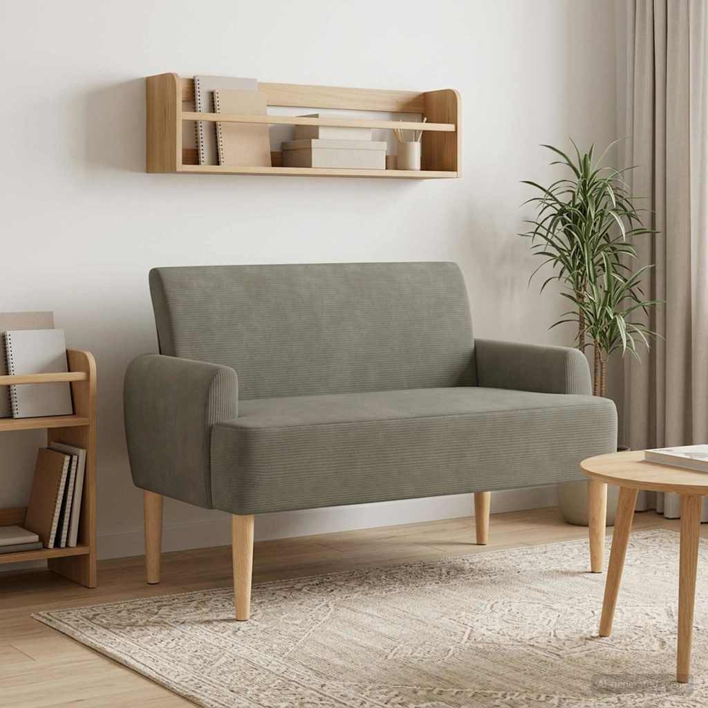 Loveseat med knapprapport Ljusgrå 116 x 67 x 81 cm Kordread tyg