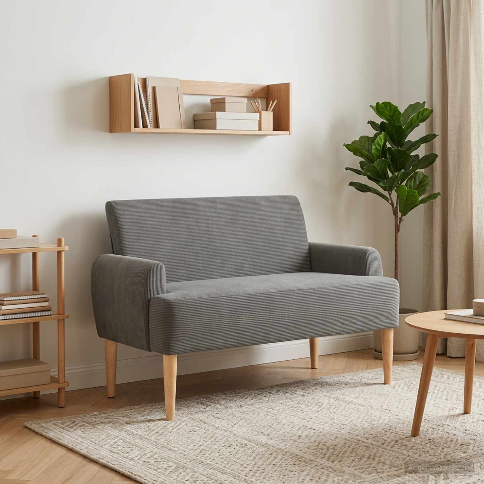 Loveseat med knapprapport Mörkgrå 116 x 67 x 81 cm Kordread tyg