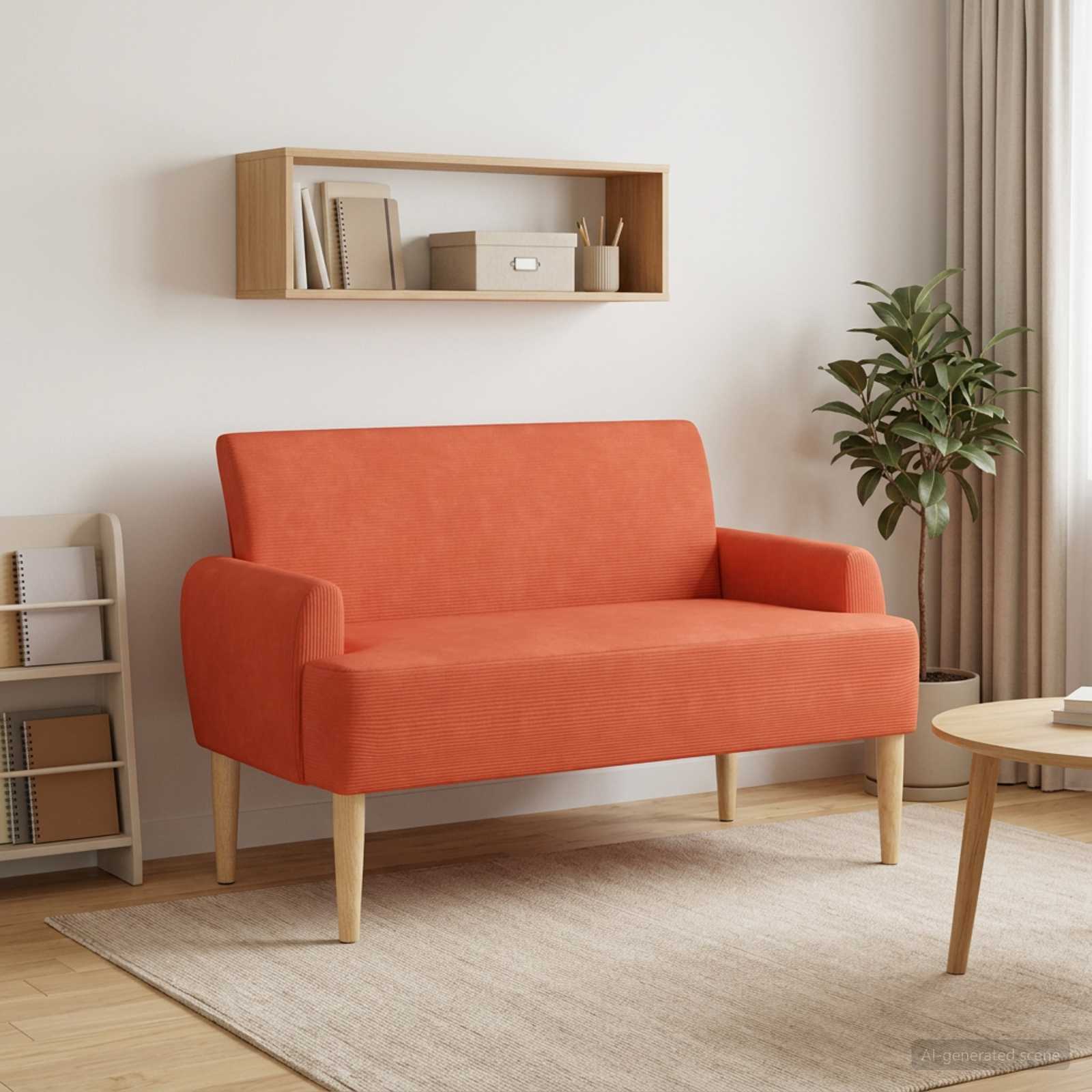Loveseat med knapprapport Röd orange 116 x 67 x 81 cm